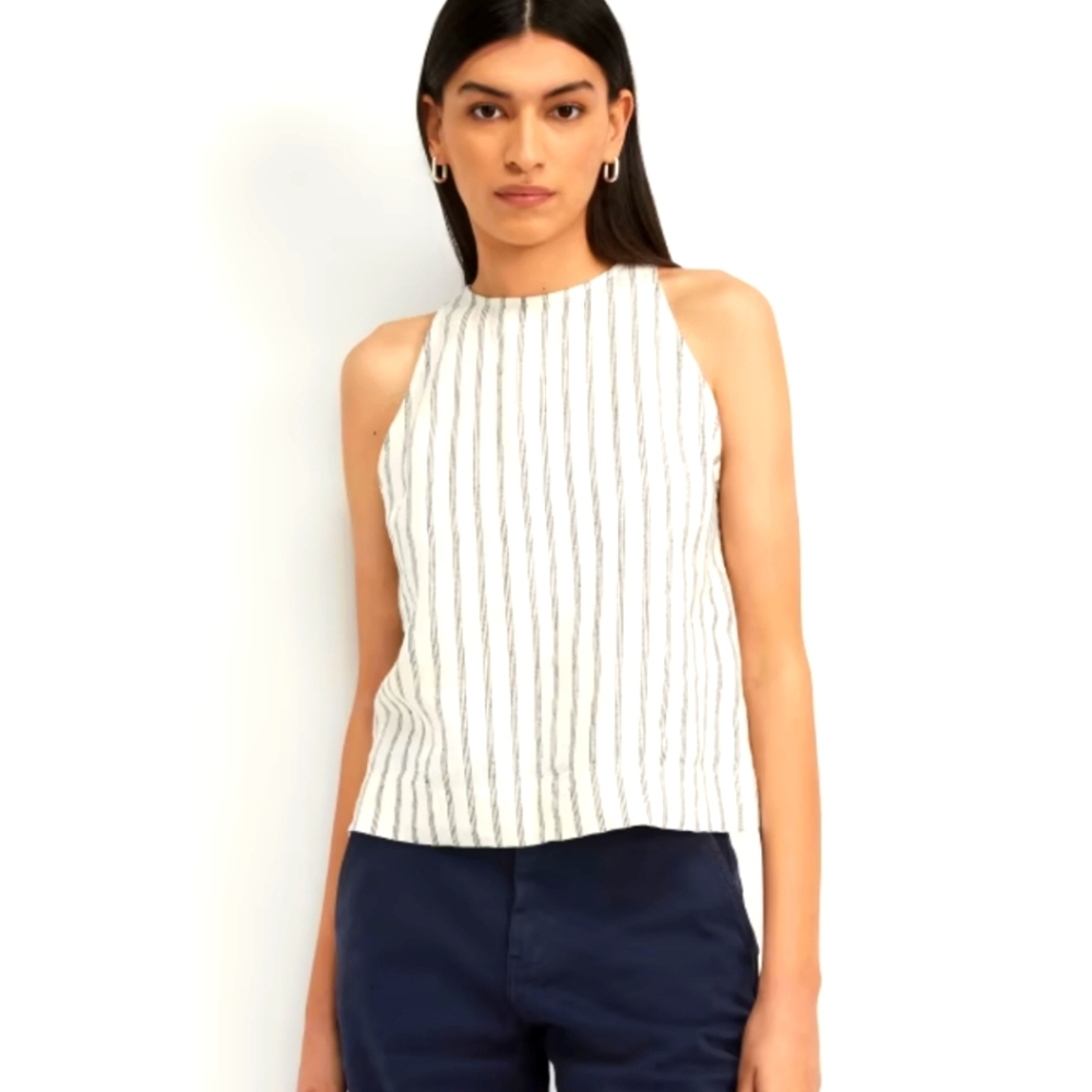 Everlane White and Black Striped Top